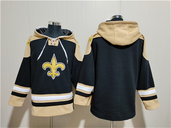 Men's New Orleans Saints Blank Black Ageless Must-Have Lace-Up Pullover Hoodie